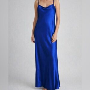 Royal Blue Satin Slip Dress